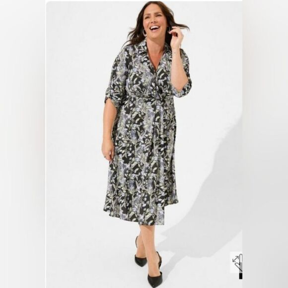Torrid mifi studio crepe de chine collated shirt dress size 0 - Picture 1 of 9